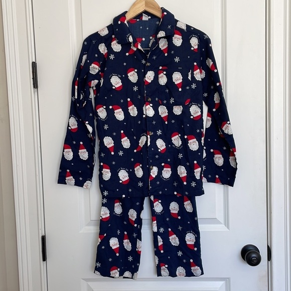 Old Navy Kids Santa Pajama Set Navy XL Top/ M Bottoms - Picture 1 of 7